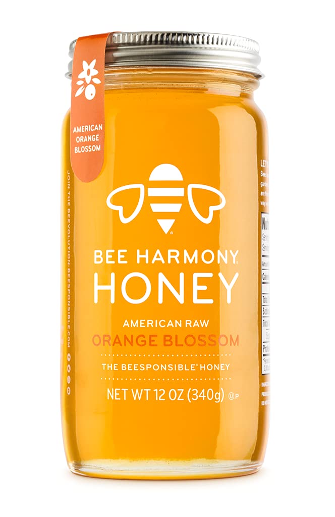 Bee Harmony American Raw Orange Blossom Honey, 12 Ounce