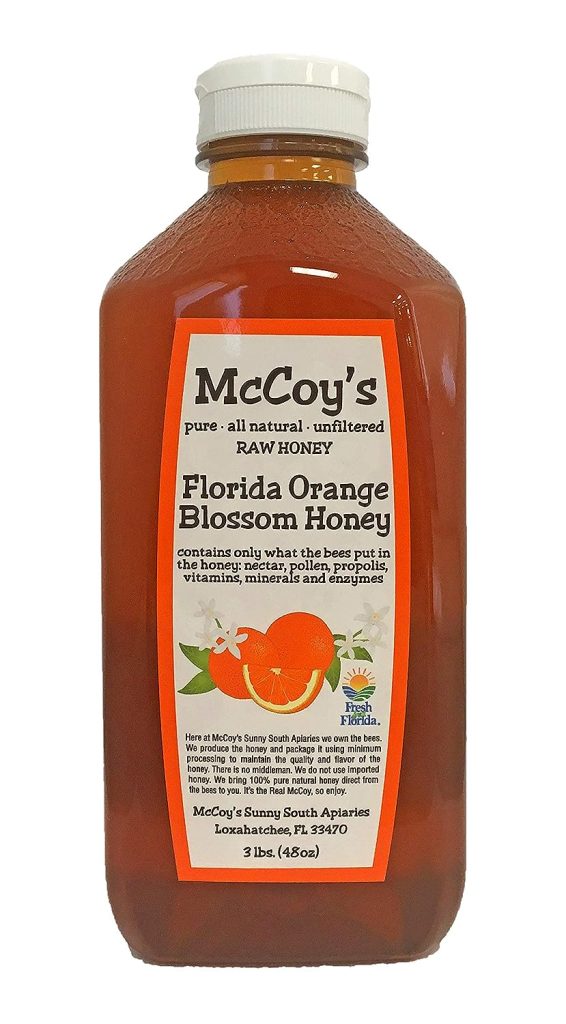 Raw Honey - Pure All Natural Unfiltered & Unpasteurized - McCoy's Honey Florida Orange Blossom Honey 3lb